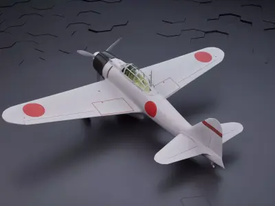 Mitsubishi A6m Zero - WW2 Japan aircraft 3D model