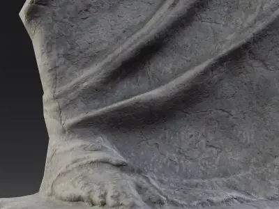 Antique damaged limestone sculpture Low-poly 3D model