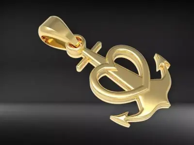 Heart Anchor Pendant 3D print model