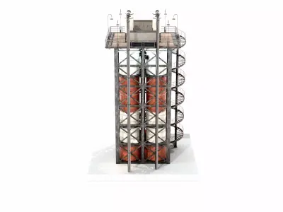 Industrial Distillation Processing Tower High Detail 3D Model 3D model