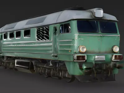 Realistic 1990s Regional Commuter Train 3D Model Low-poly 3D model