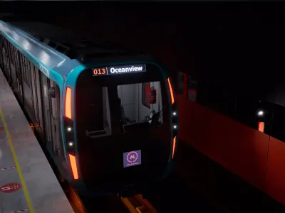 Subway Train Coral Blue UE5 and Blender Low-poly 3D model