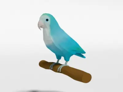 Low Poly Cartoon Lovebirds Low-poly 3D model