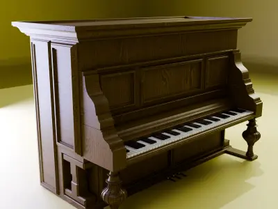 Piano Vertical Vintage en Bois 3D model
