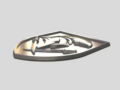 Knight helmet and swords on a shield 3D print model