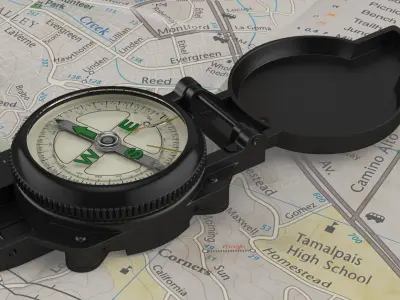Emergency Explorer Set with Flashlight Map and Compass 3D model