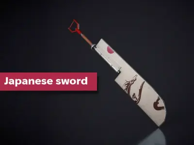 Japanese sword Low-poly 3D model
