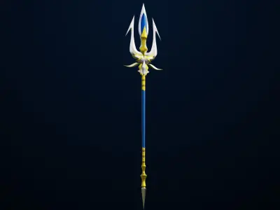 Fantasy Trident 04 All PBR Unity UE Textures Included Low-poly 3D model