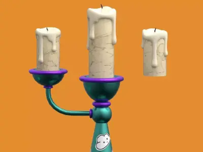 Candles with textures Low-poly 3D model