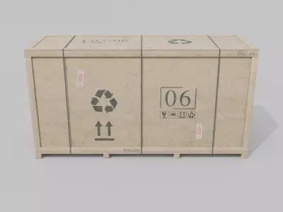 Extra Long and Tall Wooden Crate - Customizable Shipping Box Low-poly 3D model