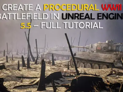Procedural WWII Battlefield Models Free low-poly 3D model