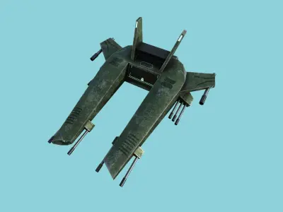 Aircraft Spaceship 03 - Futuristic Spacecraft Airship Green Low-poly 3D model