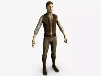 Low poly mercenary man in outfit 3D model