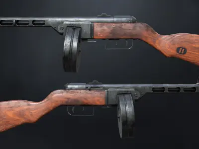 PPSh-41 Submachine Gun Low-poly 3D model purchase