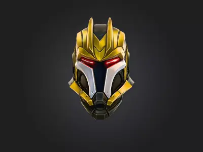 Void Sentinel Helmet Premium Futuristic Sci-Fi Warrior Printable Low-poly 3D model