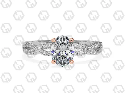 Ring 146 Oval shape twisted shank pave set ring 3D print model