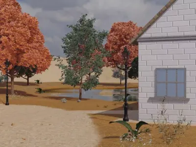 Autumn Village Scene 3D model