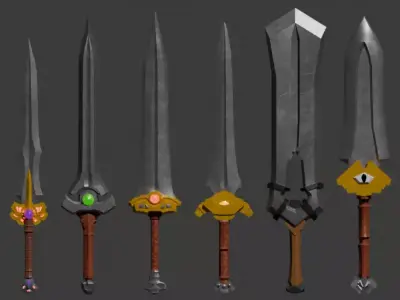 Low-poly swords Low-poly 3D model