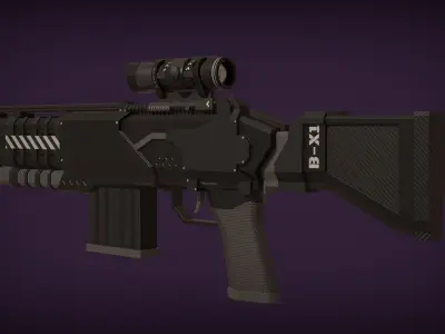 Assault Rifle Black BX1 Low-poly 3D model