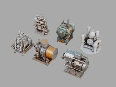 Industrial Machines Pack Low-poly 3D model