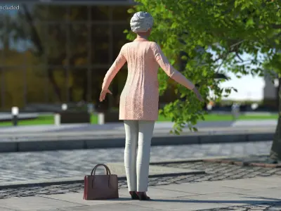 Chinese Elderly Woman Everyday Style A-Pose 3D model