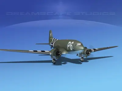 Douglas C-47 Dakota USAAF V1 3D model
