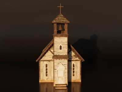 Old Wooden Church Low-poly 3D model