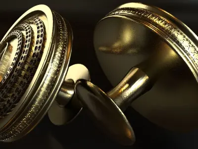 Luxury Cufflink with alphabet A 3D print model