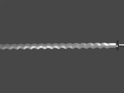 Flamberge sword with Khora handle Low-poly 3D model
