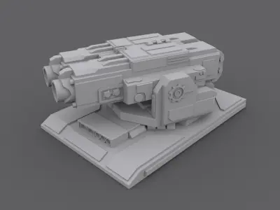 Turret machine gun Low-poly 3D model