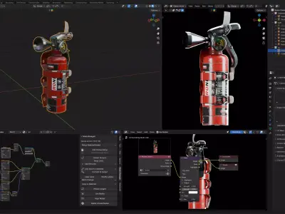 Free Small Fire Extinguisher 3D Model Prop - Game Ready  Low-poly 3D model
