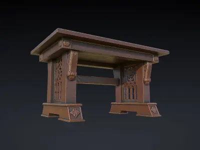 PBR Old Gothic Table Low-poly 3D model