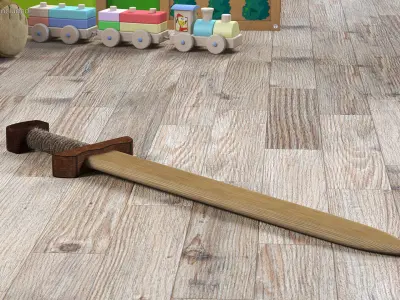Wooden Practice Sword Fur 3D model