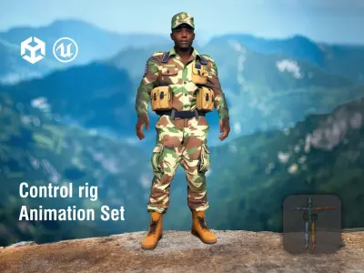 Ethiopian Soldier Camouflage Uniform Low-poly 3D model