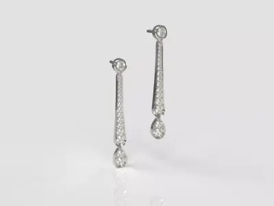 minimal long dangle earrings with round gemstone Free 3D print model purchase