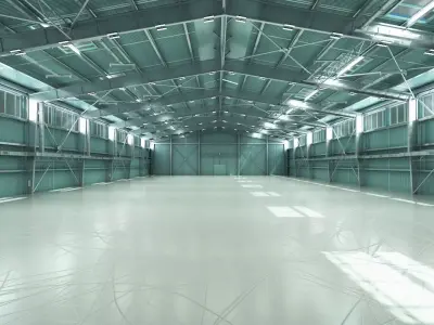 large industrial hangar 3D model