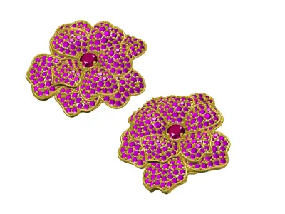 Antique Fully Iced Diamond Flower Earring 3D print model purchase