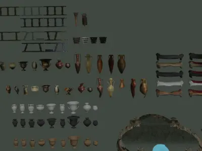 Ancient roman garden 273 objects for modular builds  Low-poly 3D model