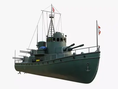 Historical Patrol Boat Low-poly 3D model