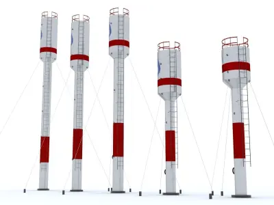 Water towers Low-poly 3D model