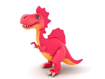 Cartoon Pink Dinosaur Model Pack Low-poly 3D model