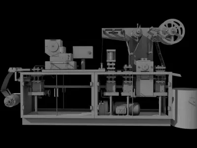 Aluminum plastic blister packaging machine Low-poly 3D model