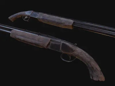 Vertical Shotgun Low-poly 3D model