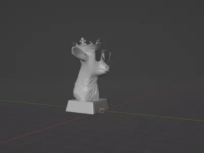 goat with crown  3D print model