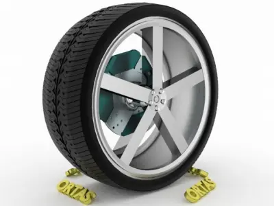 ORTAS CAR WHEEL RIM 98 GAME READY WHEEL RIM TIRE 3D model