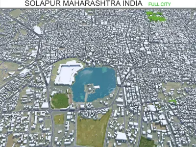 Solapur Maharashtra India 20km AI Low-poly 3D model