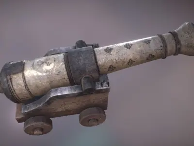 Gunpowder Artillery Cannon Low-poly 3D model