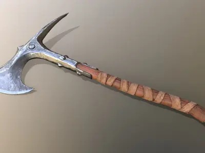 Stylized Battleaxe Low-poly 3D model