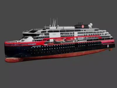 Hurtigruten Expeditions cruise ship Low-poly 3D model