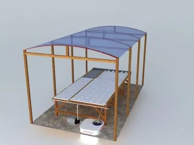 Hydroponics bench with tiles Fiber Cement 3D model